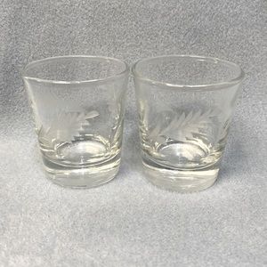 Crystal Etched Pine Branch Shot glasses set of 2